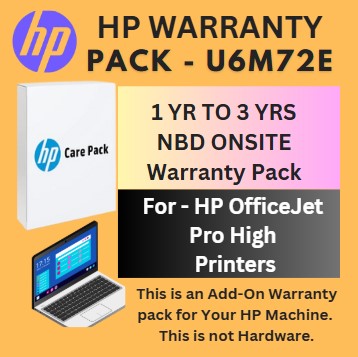 U6M72E-1 Year to 3 Years (2 Yrs Onsite) for HP Office Jet Pro High Printers
