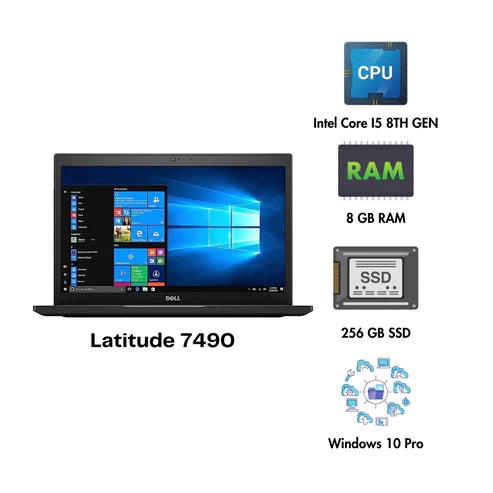 (Refurbished) Dell Latitude 7490 14" Laptop Intel Core i5 8th Gen 16GB RAM 512GB SSD Win 10 Pro