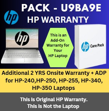 U9BA9E-Additional 2 Years NBD Onsite Warranty with ADP for HP-240,HP-250,HP-255, HP-340,HP-350 Laptops