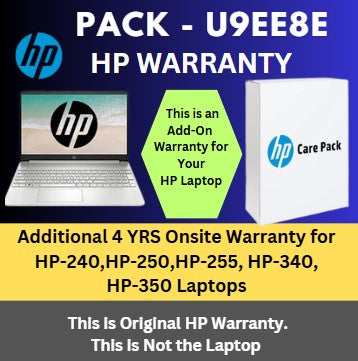 U9EE8E-Additional 4 Years NBD Onsite Warranty for HP-240,HP-250,HP-255, HP-340,HP-350 Laptops