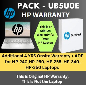 UB5U0E-Additional 4 Years NBD Onsite Warranty with ADP for HP-240,HP-250,HP-255, HP-340,HP-350 Laptops